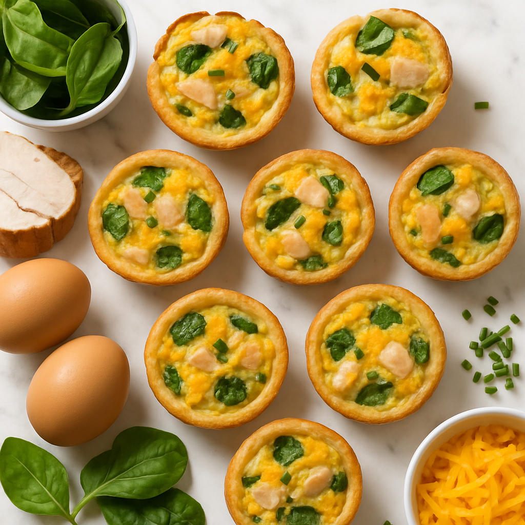 Mini Breakfast Quiche Bites with Turkey and Cheddar