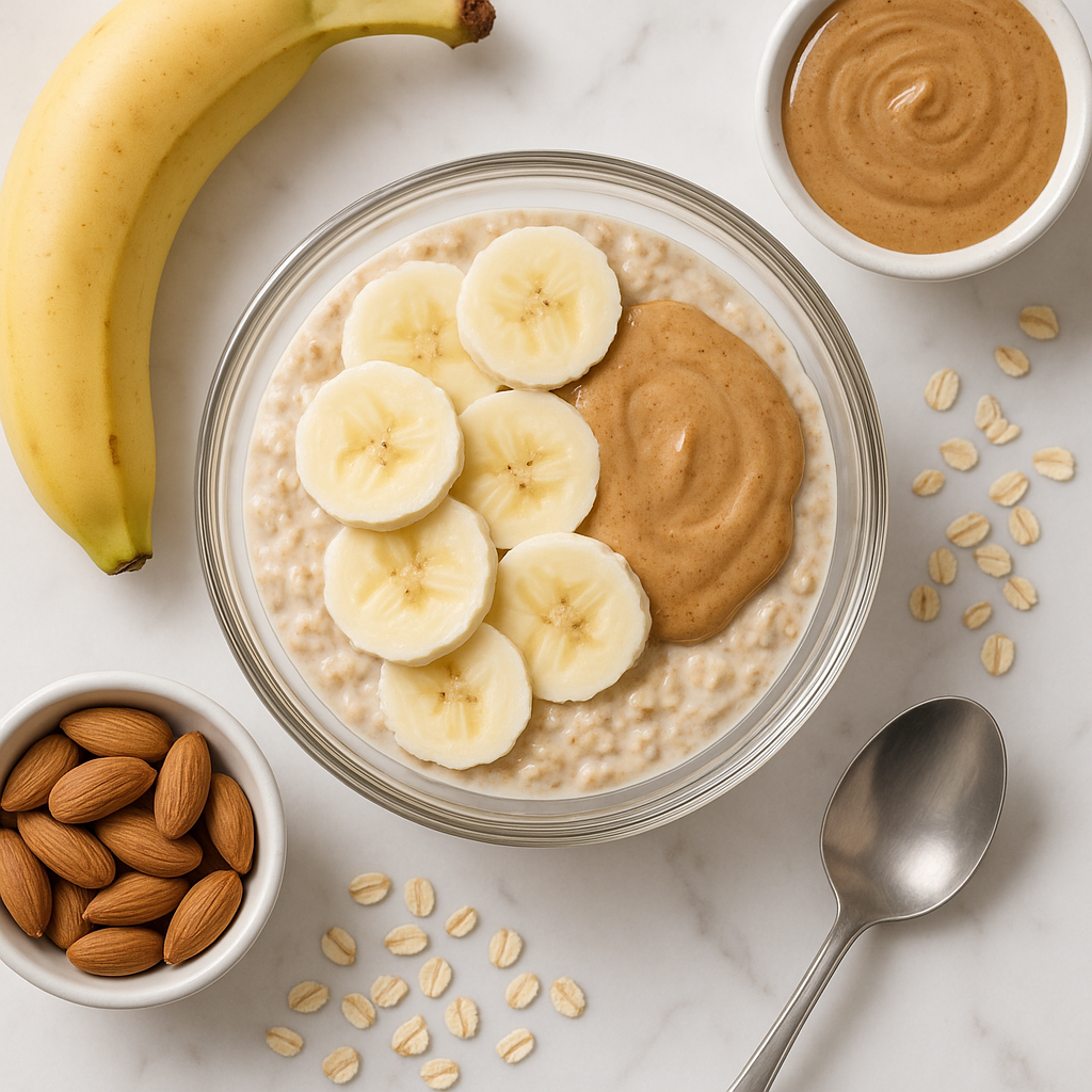 No Sugar Banana Overnight Oats with Almond Butter