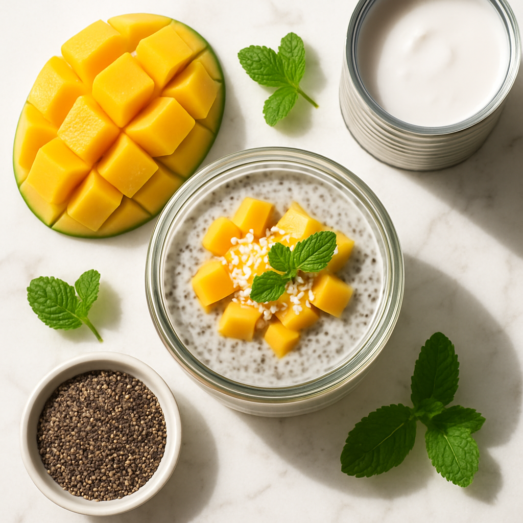 Paleo Chia Seed Pudding with Coconut Milk and Mango