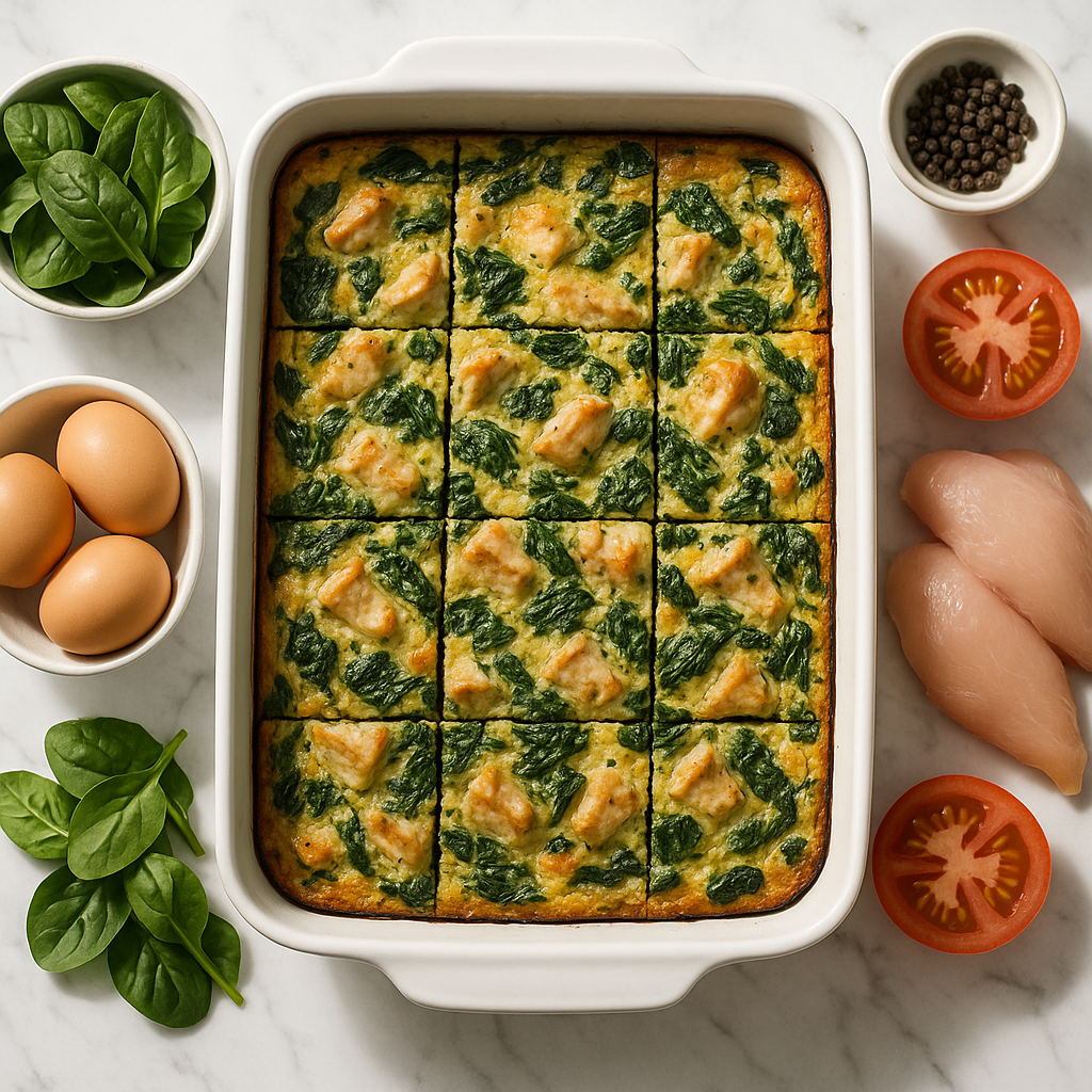Paleo Chicken and Spinach Breakfast Casserole for Easy Meal Prep