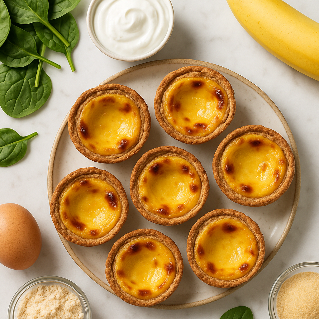 Healthy Pastel de Nata Portuguese Custard Tarts Recipe (High Protein, Lower Sugar)