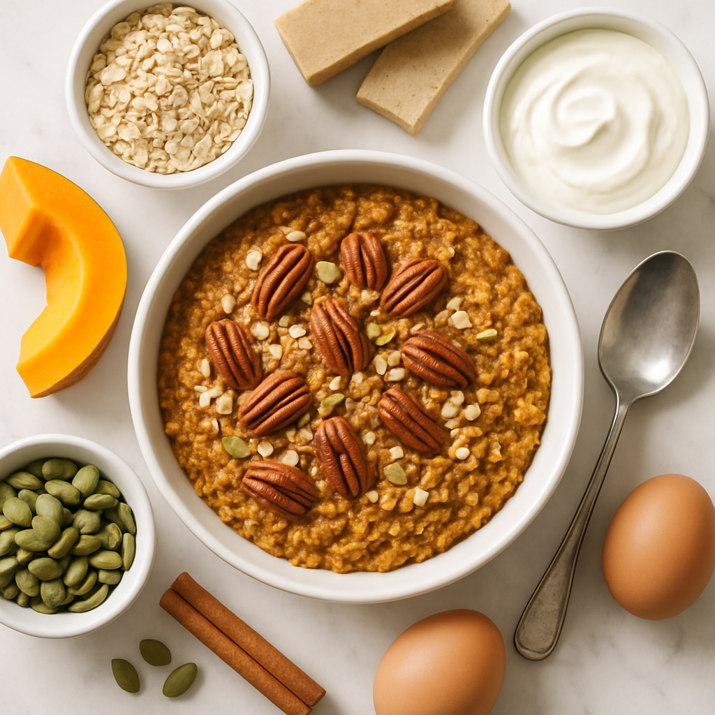 Pumpkin Spice Baked Oatmeal Healthy Breakfast with Protein Boost