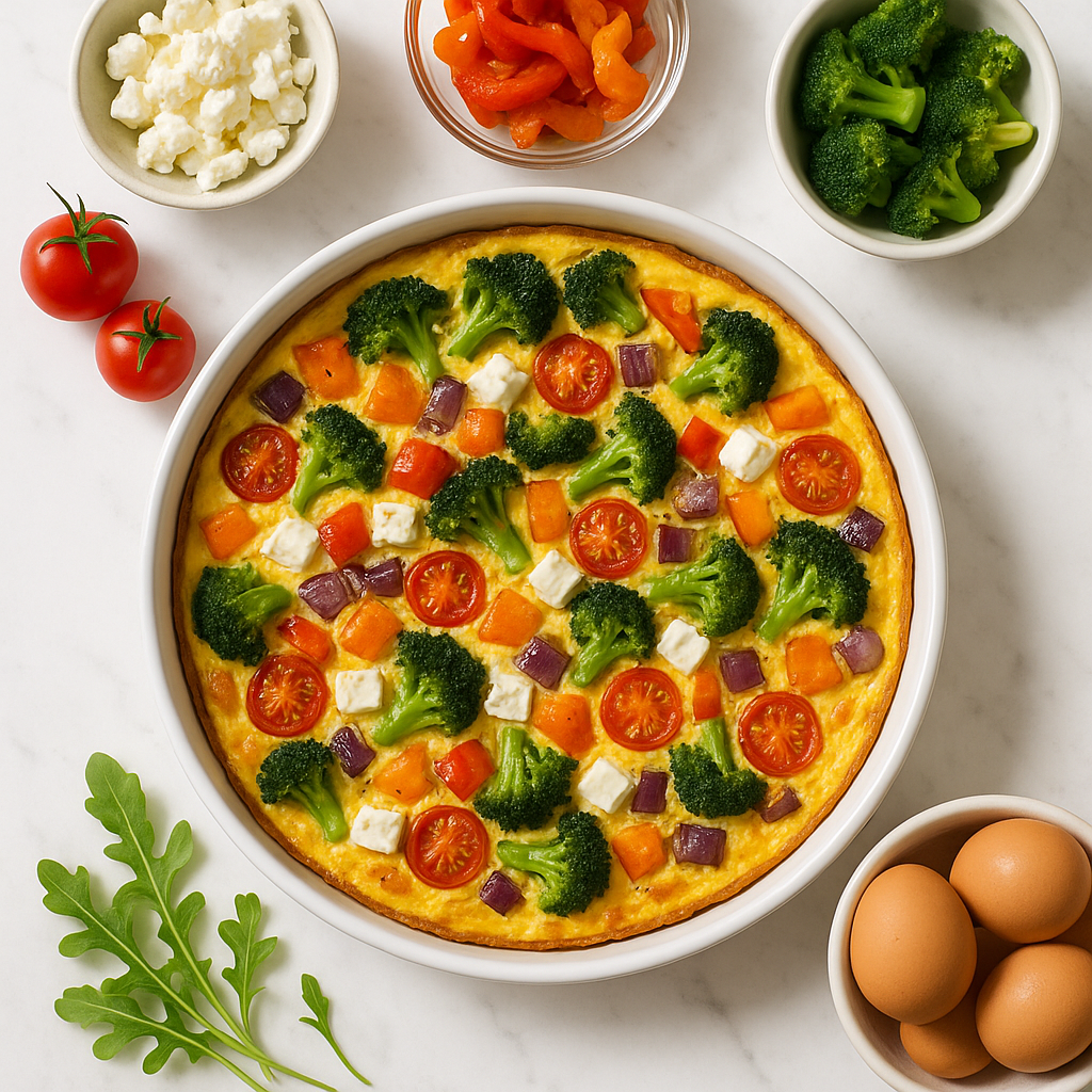 Roasted Vegetable Breakfast Quiche with Feta Cheese (Crustless and High Protein)
