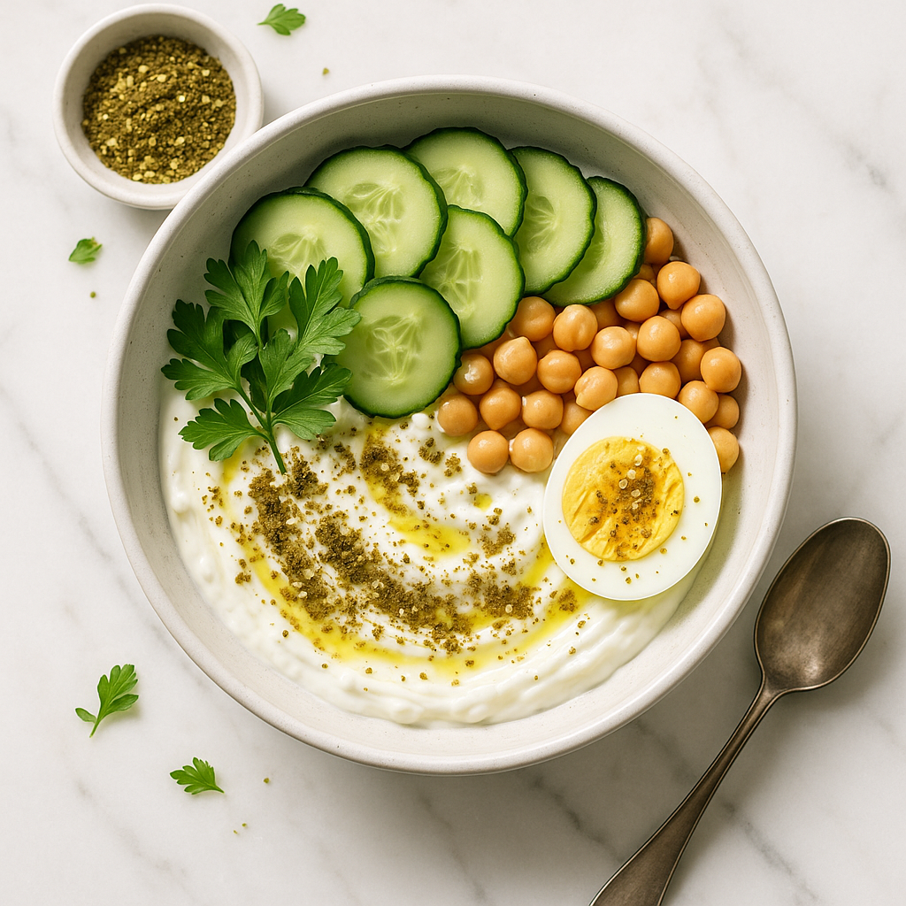 Savory Greek Yogurt Bowl with Cucumber and Za'atar