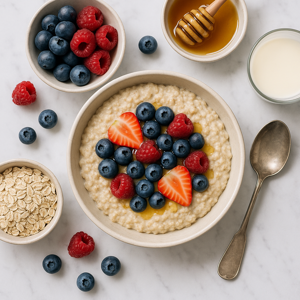 Scottish Porridge with Honey and Fresh Berries Traditional Recipe (High-Protein Upgrade)