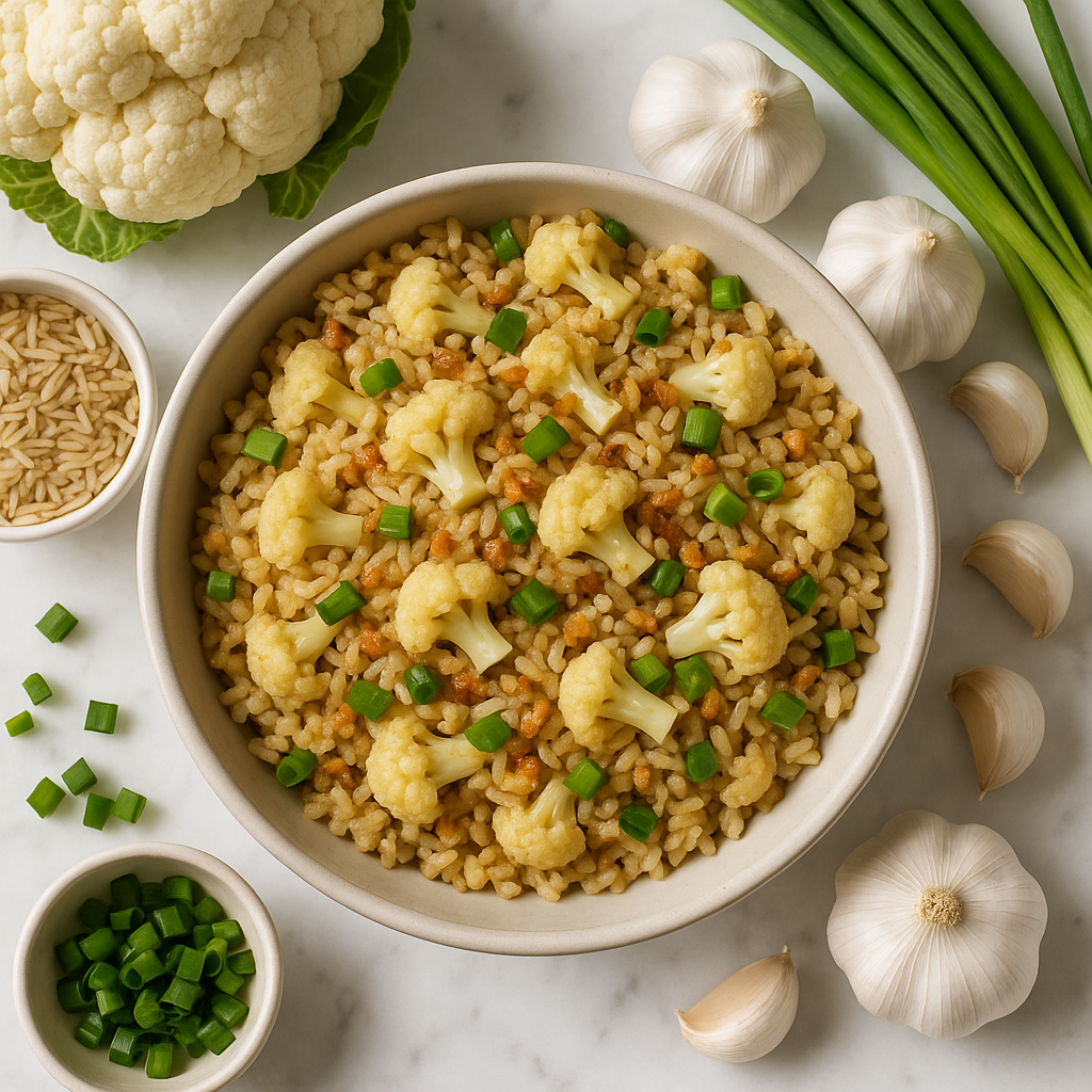 Healthy Sinangag Garlic Fried Rice Recipe Filipino Style with Cauliflower and Brown Rice