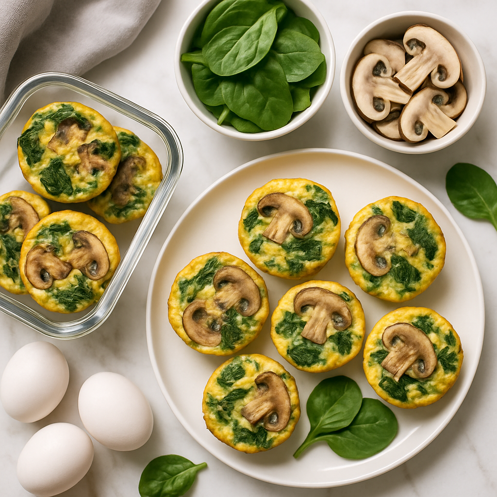 Spinach and Mushroom Egg Muffins for Meal Prep and Weight Loss