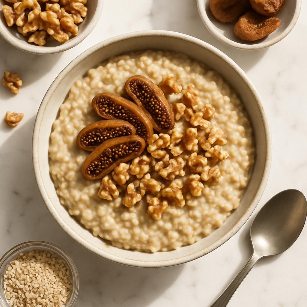 Steel Cut Oatmeal with Walnuts and Dried Figs