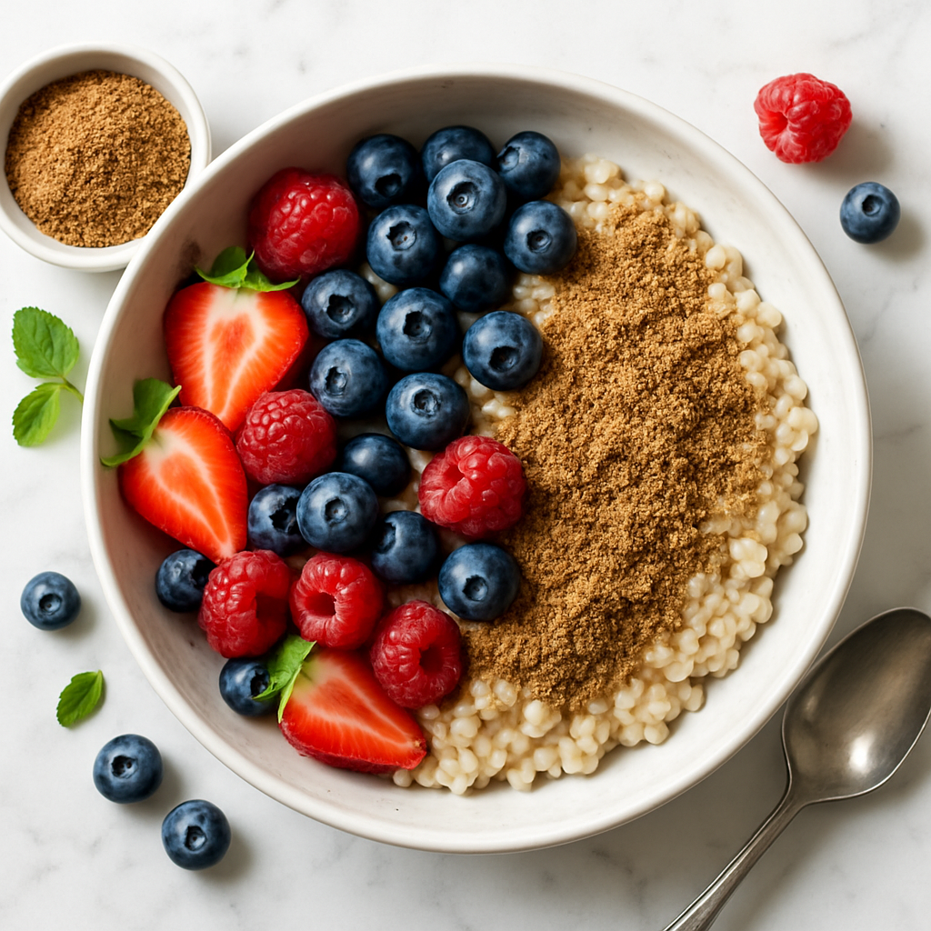 Steel Cut Oats with Berries and Flaxseed (High-Protein Power Bowl)