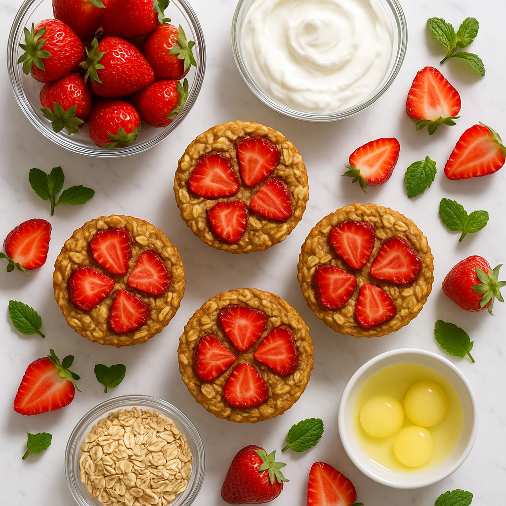 Strawberry Baked Oatmeal Cups for Meal Prep (High Protein, Low Sugar)
