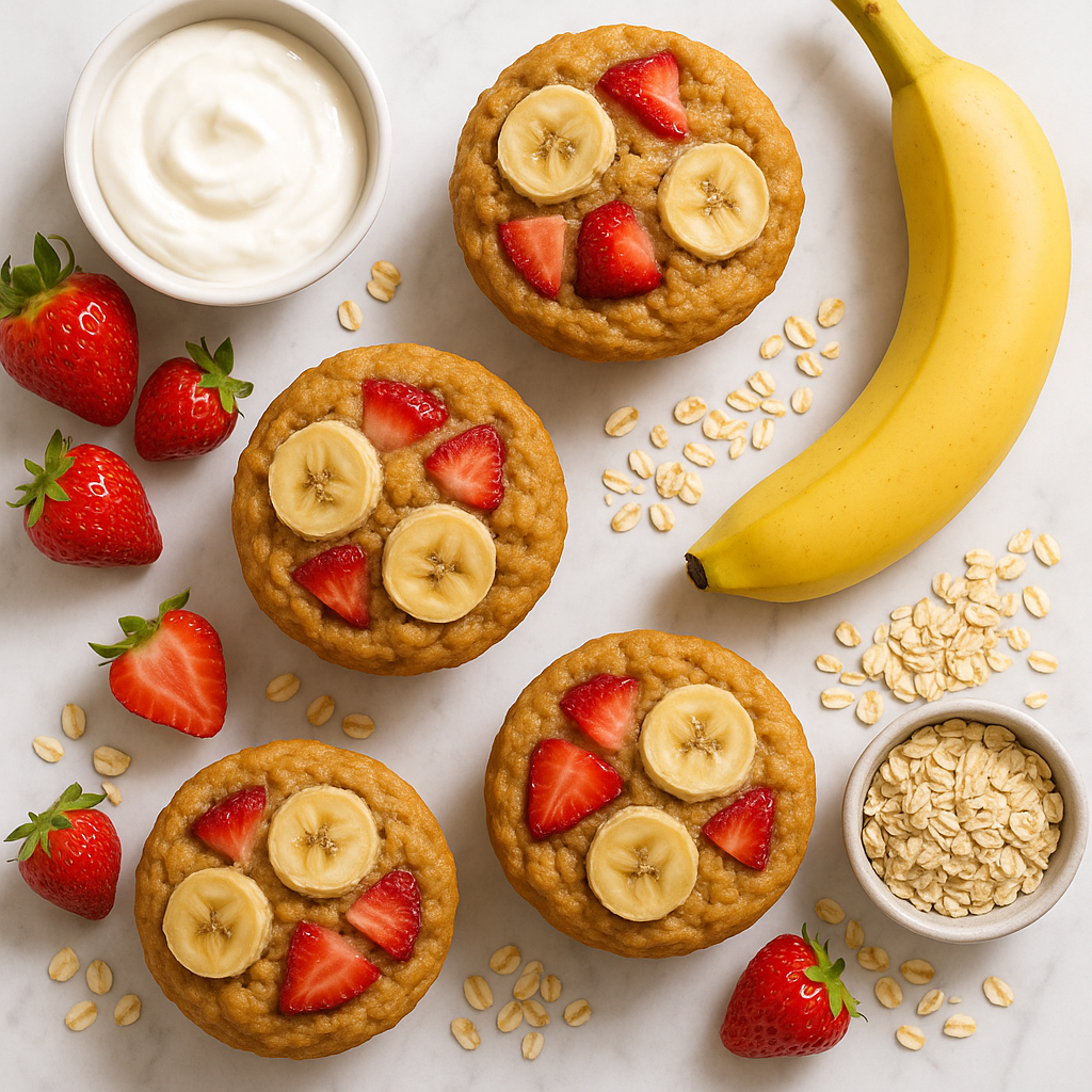 Strawberry Banana High Protein Breakfast Muffins