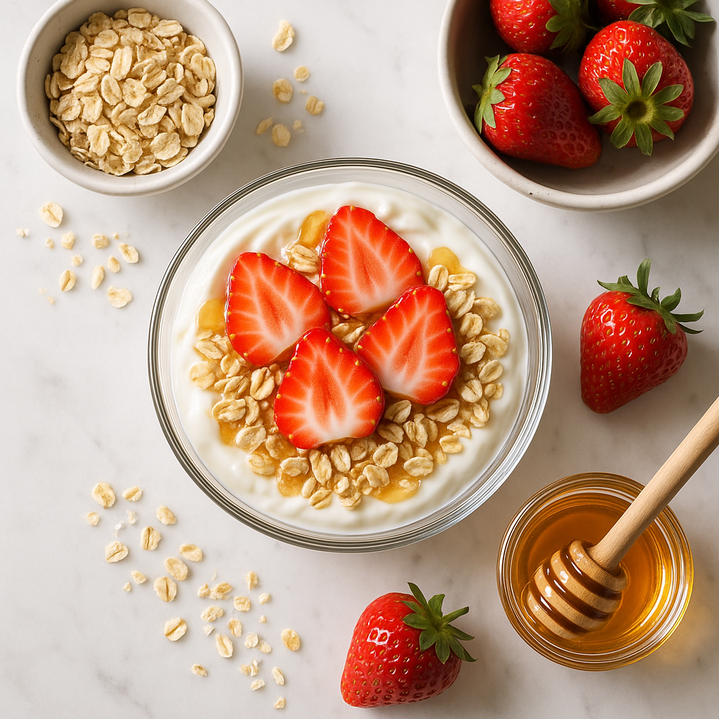 Strawberry Greek Yogurt Parfait with Honey and Oats