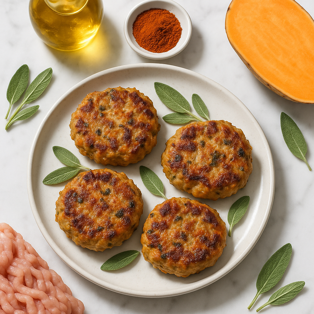 Turkey and Sweet potato Breakfast Sausage Patties with Sage and Smoked Paprika