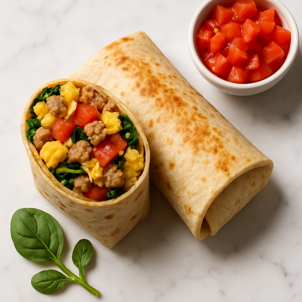 Turkey Sausage Breakfast Burrito High Protein (36g Per Wrap)