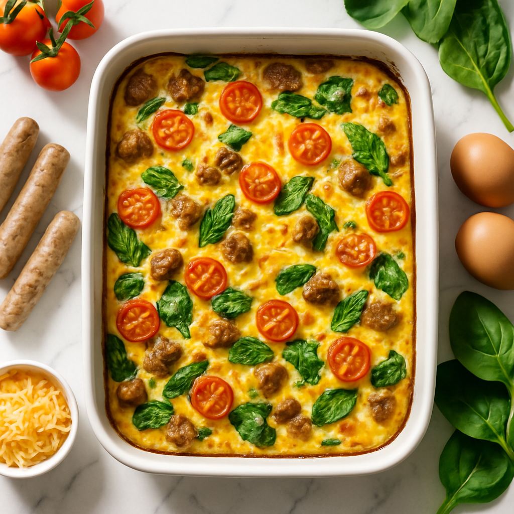 Turkey Sausage Egg and Cheese Breakfast Casserole