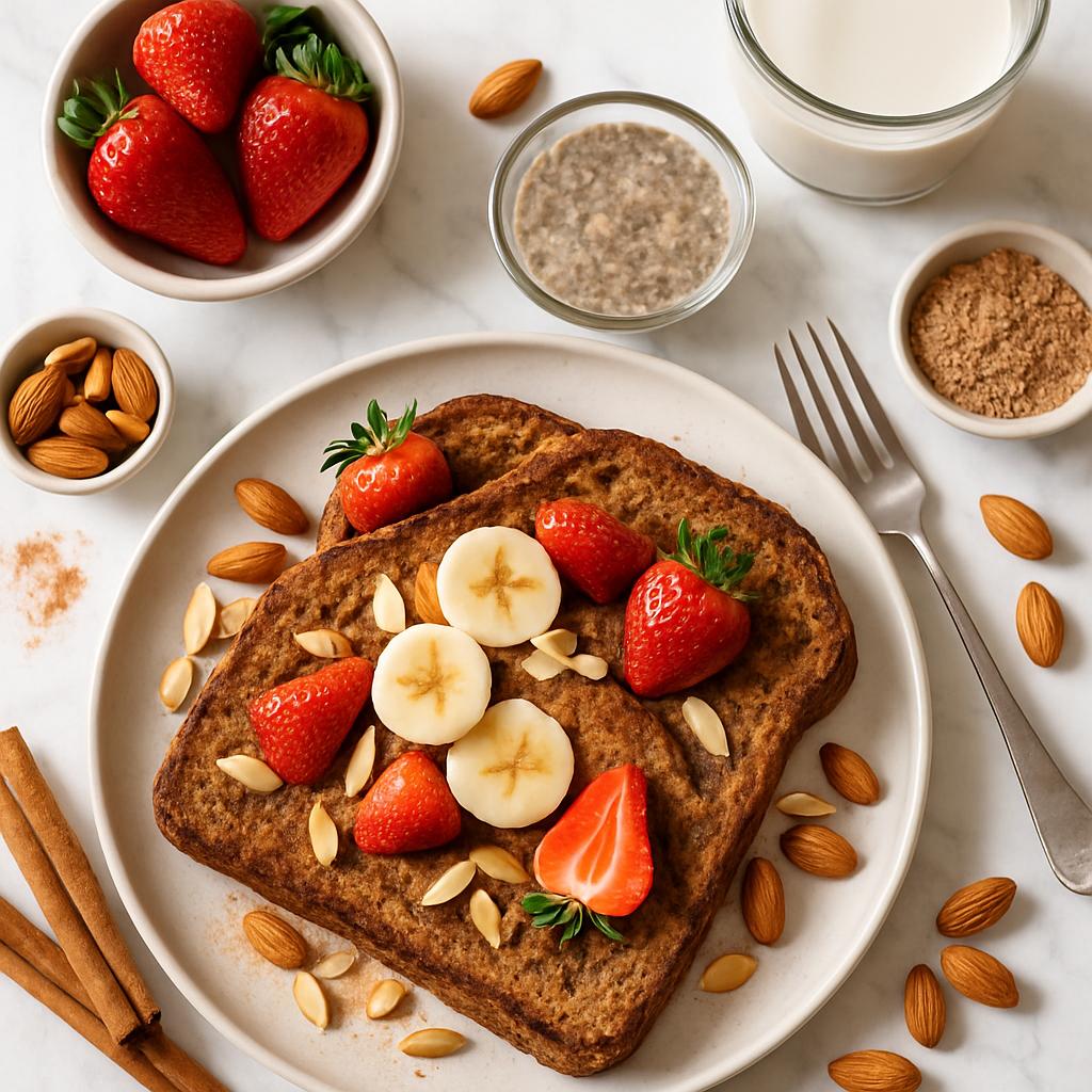 Vegan Cinnamon French Toast with Almond Milk and Chia Batter