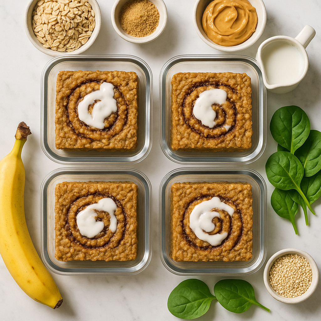 Vegan Cinnamon Roll Baked Oatmeal Meal Prep (High-Protein, Low-Sugar)