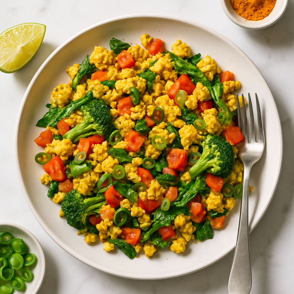 Vegan Tofu Scramble with Turmeric and Vegetables