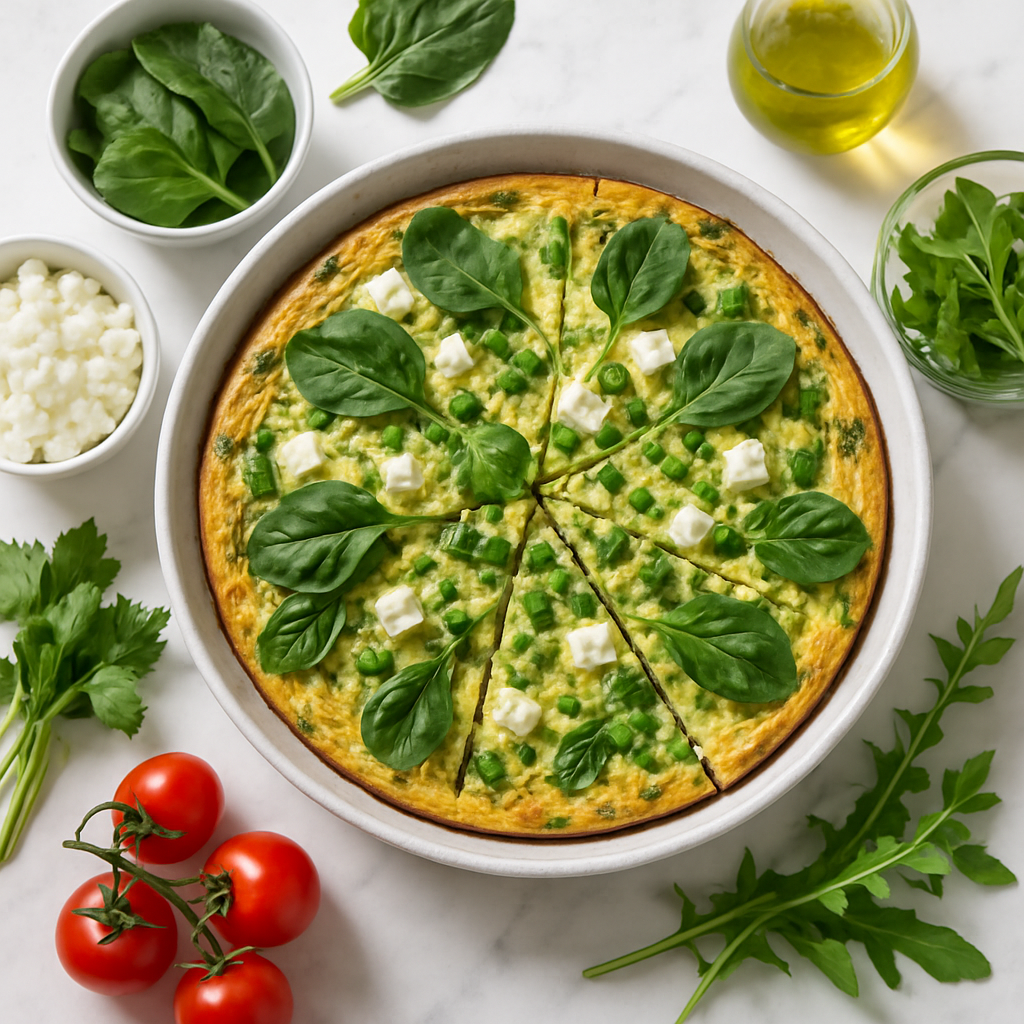 Vegetable Frittata Recipe High Protein with Cottage Cheese and Greens