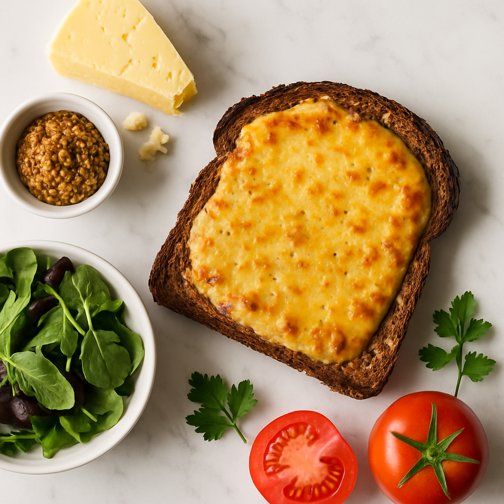 Welsh Rarebit Recipe with Mature Cheddar and Wholegrain Mustard on Seeded Rye Toast