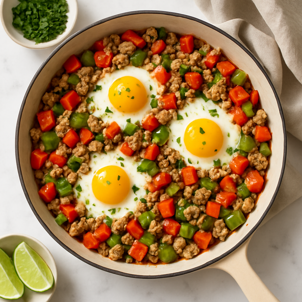 Whole30 Paleo Breakfast Skillet with Ground Turkey and Peppers